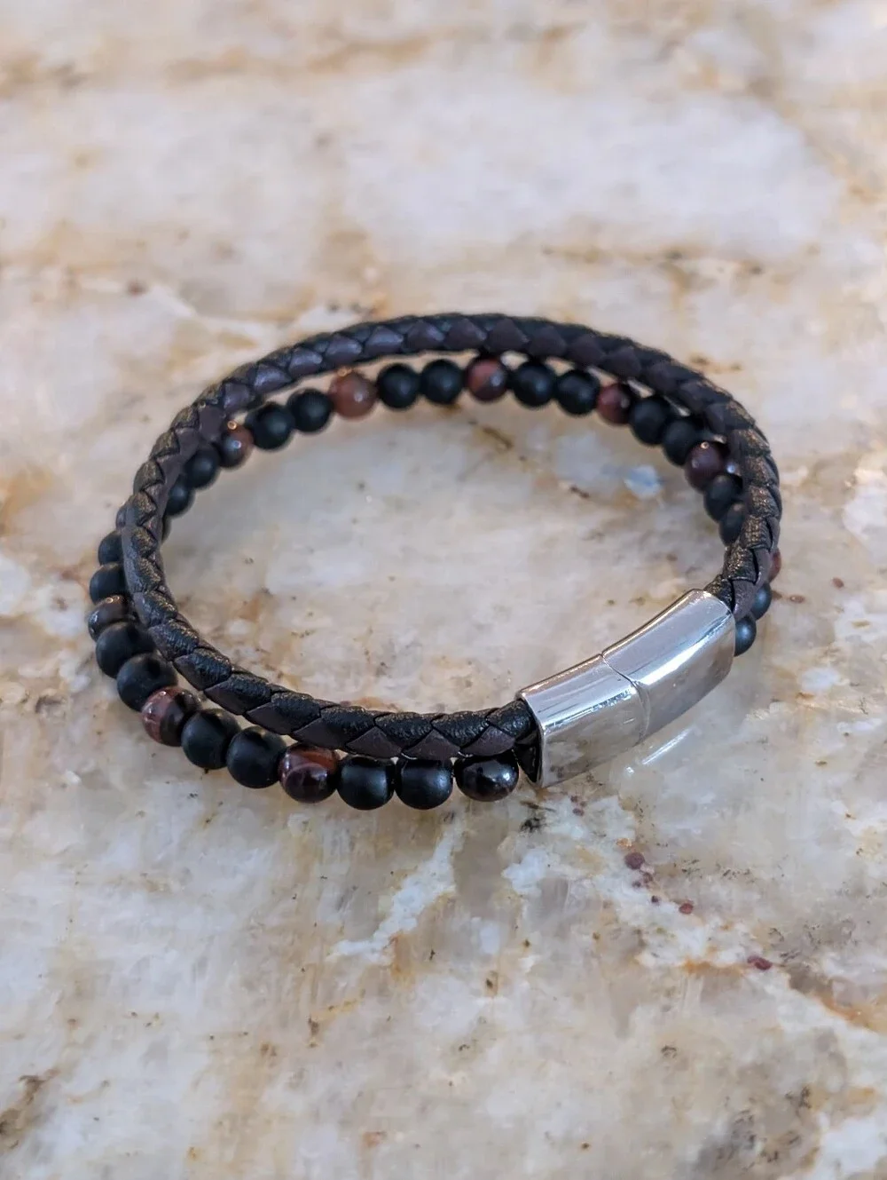 Stone & Braided Strap Bracelet